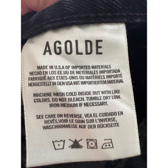 AGOLDE Lana Mid Rise Straight Leg Jeans Black Denim Womens Size 29 - Picture 13 of 16